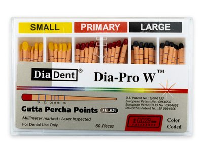 DiaDent Dia-Pro W - Gutaperčové čepy pro Wave One, SADA Small-Large