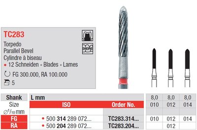 Edenta TC283 - dokončovacie karbidové nástroje, dlhé torpédo - 5 ks