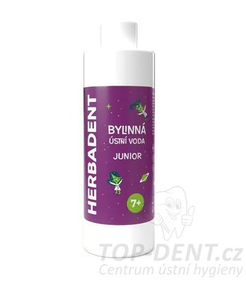 Herbadent JUNIOR Bylinná ústní voda SPEARMINT bez fluoridu, 240 ml