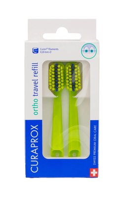 Curaprox Travel Set Ortho Green náhradní kartáčky 2 ks