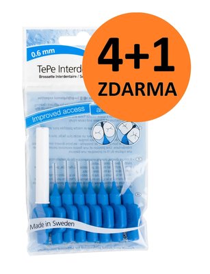 AKCE! TePe 0,60 mezizubní kartáčky modré 8 ks 4+1 ZDARMA