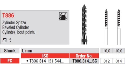 Edenta T886 - turbo diamantové nástroje, zrezaný valec - 5 ks