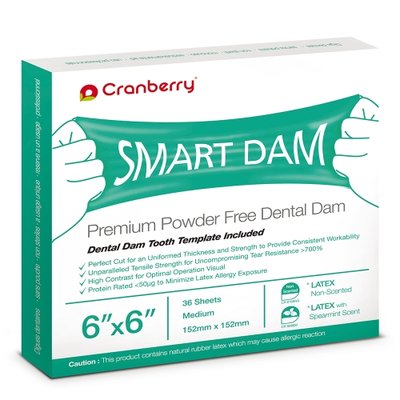 Cranberry Smart Dam Kofferdam - bez latexu, růžová máta, 15 ks