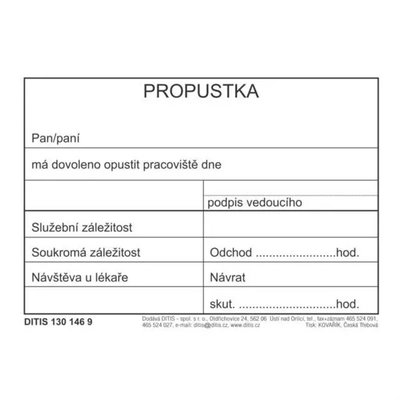 DITIS Propustka 100ks