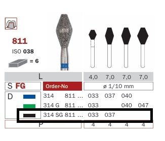 Diaswiss 811 černá, 6ks/balení - 037 mm