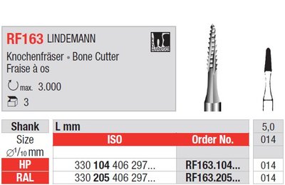 Edenta RF163 - chirurgické oceľové nástroje, Lindemann bone cutter - 3 ks