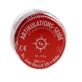 Artikulační hedvábí BK 08, 80µ, 16mm červené, role 10m