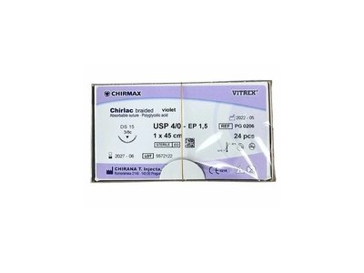 Chirlac Rapid violet DS15, 1,5EP, 4/0 USP, 1x45cm, 24 ks