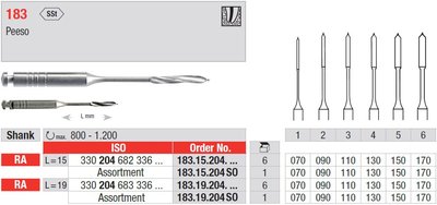 Edenta 183 Peeso - endodontické nástroje - 6 ks