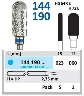 HORICO tvrdokovová fréza - valček zaoblený 6,0 mm