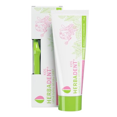 Herbadent Kids zubní pasta pro děti 1-6 75 g + kartáček na zuby