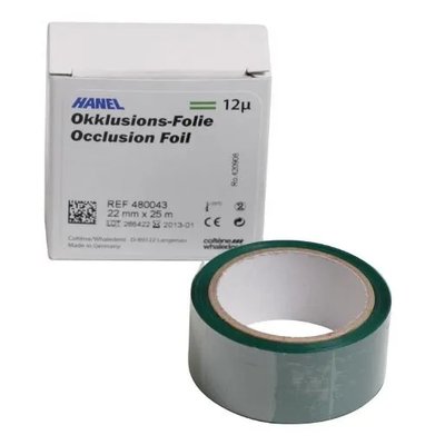 Artikulační fólie 12my oboustranná zelená 22 mm x 25m