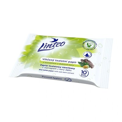 Splachovatelný vlhčený toaletní papír Linteo s dubovou kůrou, 10 ks