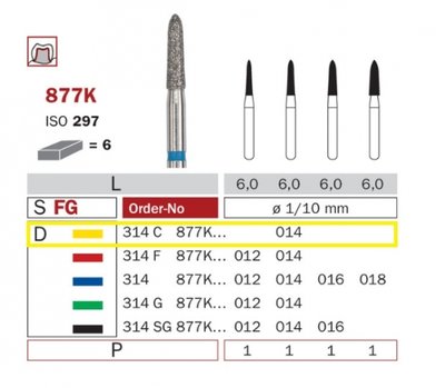 Diaswiss 877K žlutá, 6ks/balení - 014 mm