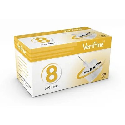 Jehly inzulínové Verifine pro všechna inzulínová pera, 30G x 8 mm, 100 ks