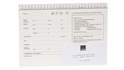 Notfallkarteien - Packung 100 Stück 2-fach