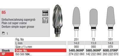 Edenta Lab 85 - TC nástroje, Plain cut super coarse - 1 ks