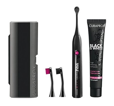 Curaprox Hydrosonic Black is white BIW 239 a zubní pasta