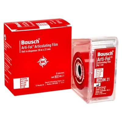 Folia artykulacyjna jednostronna 8µ czerwona 20 m BK 21 Bausch