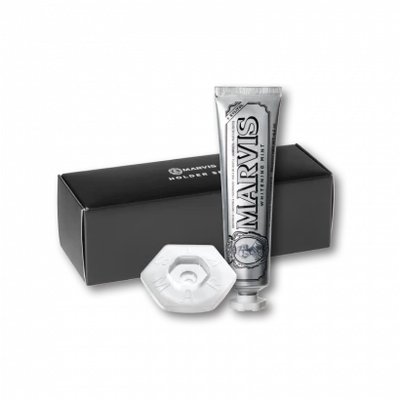 MARVIS Whitening Mint sada - bělicí pasta s xylitolem 85 ml a stojánek
