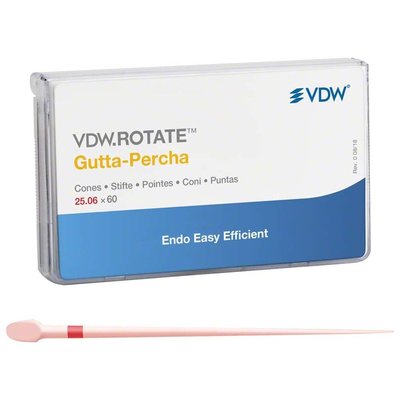 Guttaperčové čepy VDW Rotate, 60ks 25/.04