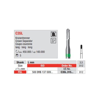 Tvrdokovový vrtáček FG C35L.012 (5ks/bal)