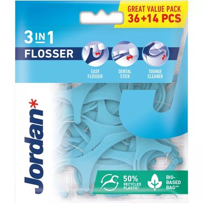 JORDAN Flosser, nić dentystyczna, wykałaczka 3w1 50szt