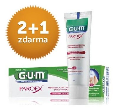 GUM Paroex 0,12% CHX zubní pasta 75 ml 2+1 ZDARMA