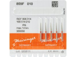 Diamanten 859 - Packung 5 Stück blau mittel, FG, Figur 166 kon. spitz, 10 mm, ISO 010