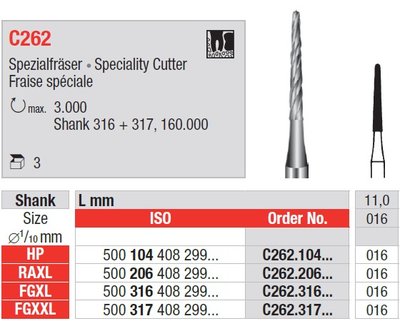 Edenta C262 - chirurgické karbidové nástroje, speciality cutter - 3 ks