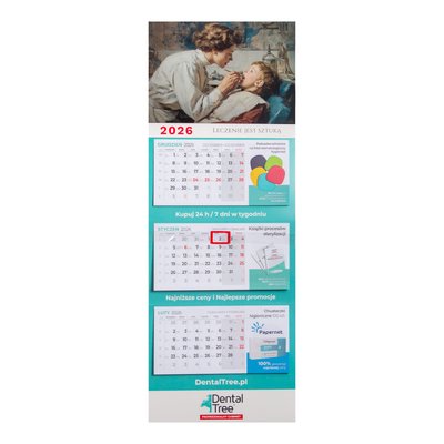 Kalendarz ścienny trójdzielny 2026 - wzór 2