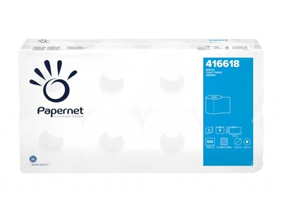PAPERNET 500 White toaletní papír 2-vrtsvý, 500 útržků návin 55 m - 8 rolí