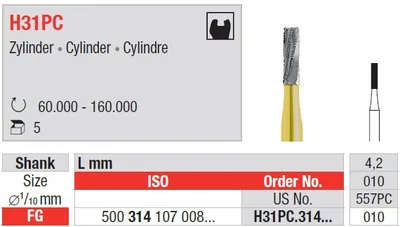 Edenta H31PC - PowerCut dvoj-kovový nástroj na separáciu koruniek, valec - 5 ks