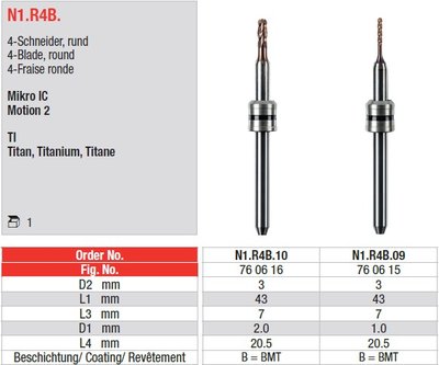Edenta Lab N1.R4B. - CAD/CAM nástroje pre Amann Girrbach - 1 ks
