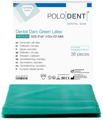 POLODENT kofferdamové blány zelené latexové medium
