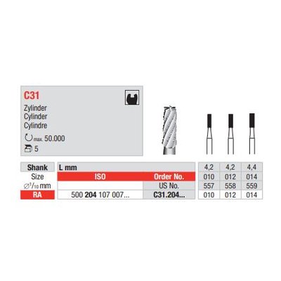 Tvrdokovový vrtáček RA C31.010 (5ks/bal)