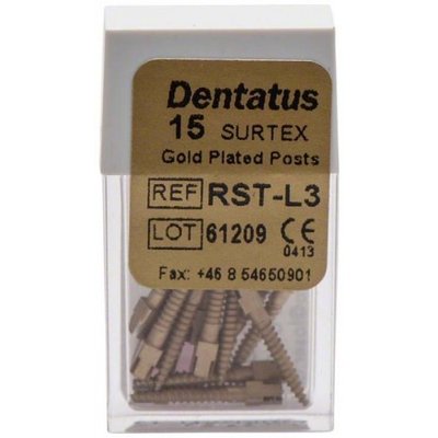 Zlacené čepy (Dentatus) - dlouhé (11,8 mm), průměr 1,35 mm, 15 ks