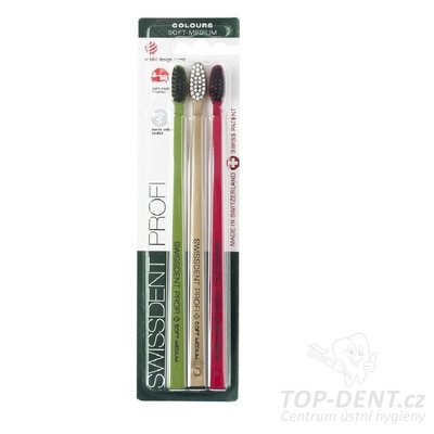 Swissdent Colours zubní kartáčky FESTIVE 3v1 (soft-medium), 3ks