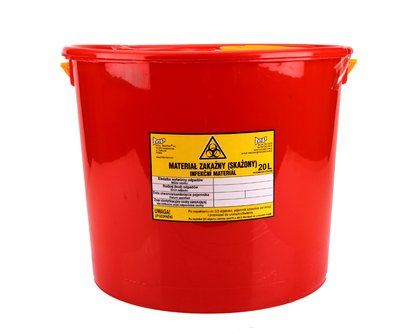 Pojemnik na odpady medyczne czerwony 20 l