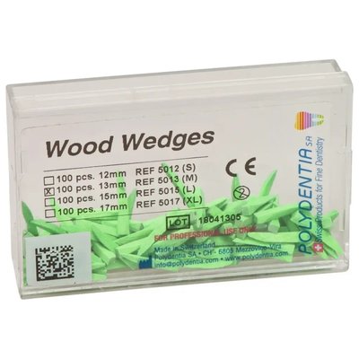 POLYDENTIA Wood Wedges (Klínky) Zelená 13mm 100ks