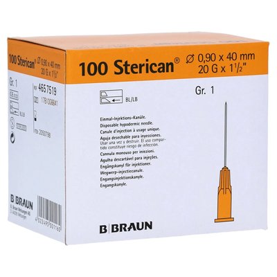 B. BRAUN Sterican Injekční Jehly Luer Žlutá 20G (0,9x40mm) 100ks