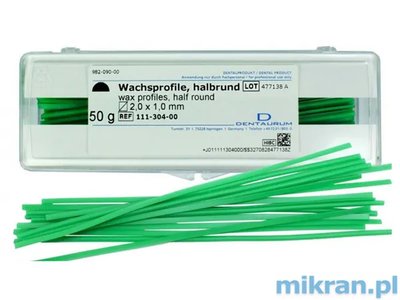Voskové profily půlkulaté (2,0 x 1,0 mm)