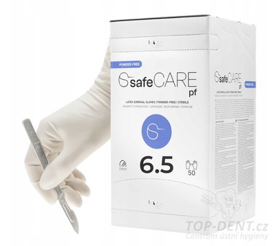 Zarys safeCARE operační sterilní rukavice latexové vel. 6,5 (bez pudru), 50ks