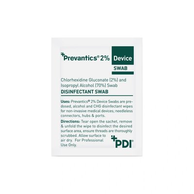 Prevantics 2% CHG Device swab, 100 ks, jednotlivě balené ubrousky s chlorhexidinem