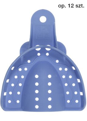 XŁyżki wyciskowe plastikowe Pol-Intech niebieskie - pełne rozm. L górne do braków częściowych 12szt/opak. jednorazowe