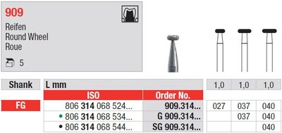 Edenta 909 - diamantové nástroje, koleso - 5 ks