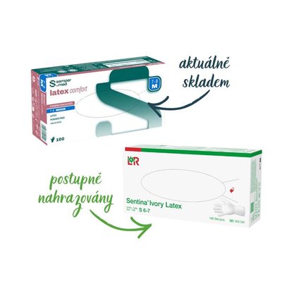 Rukavice Sentina Ivory Latex bez pudru vel. XS 100ks (SemperMed)