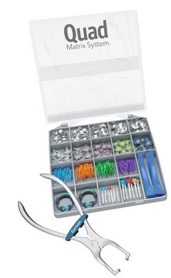Quad Sectional Matrix System Intro Kit Zestaw (2 pierścienie Quad, 50 matryc Firm, 50 matryc Fusion, 80 klinów Quad, 10 pasków VariStrip, 5 matryc DME, kleszcze FXP01) Garrison