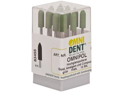 Leštící nástroje, zelený cylindr špičatý, 12ks