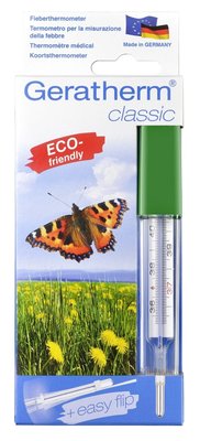 Teploměr Geratherm skleněný, bezrtuťový + sklepávadlo